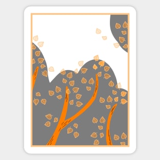 Autumn shrub on a black background Sticker